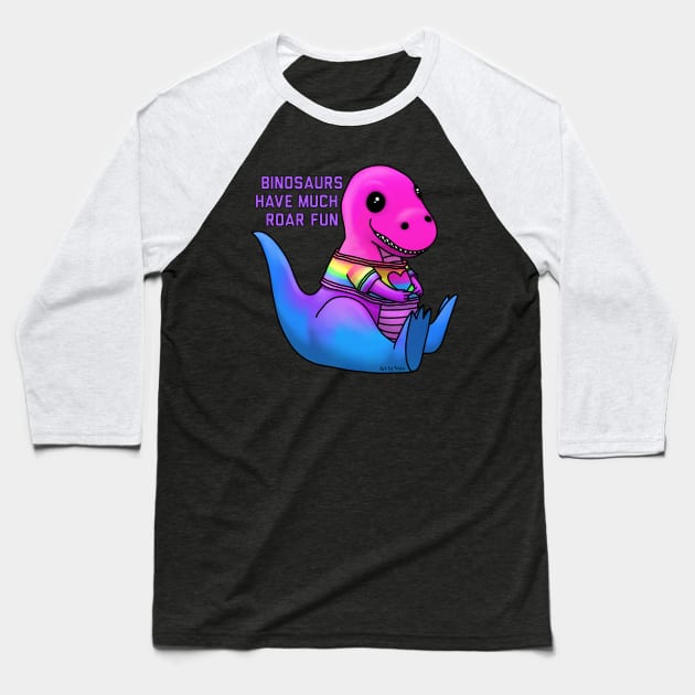 Binosaurs Have Roar Fun Baseball T-Shirt by Art by Veya